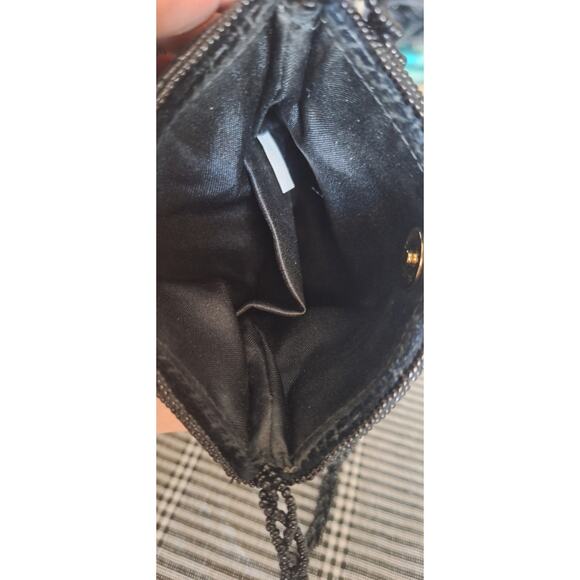 90s crossbody bag- floral bead design handbag w/ strap & fringe beading- nwot - Picture 3 of 8